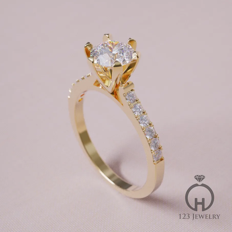 Nhẫn đính hôn vàng gắn kim cương ER0002