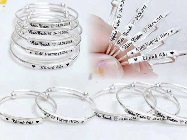vòng tay, vòng chân khắc tên cho bé