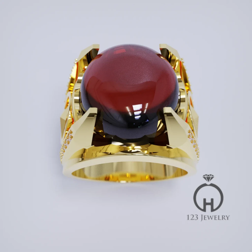 Nhẫn nam đá Ruby logo Mercedes MR0042