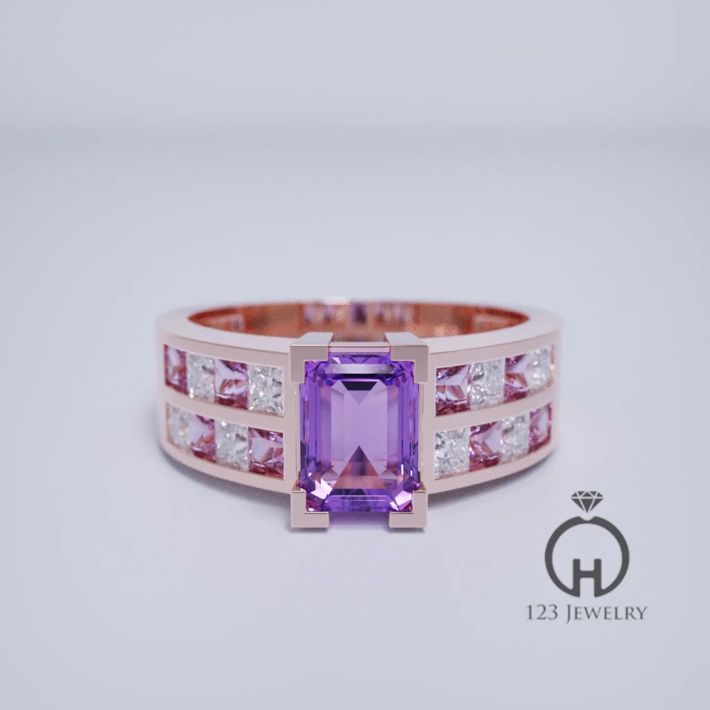 Nhẫn nam Emerald phong cách hiện đại bản nhỏ MR0046