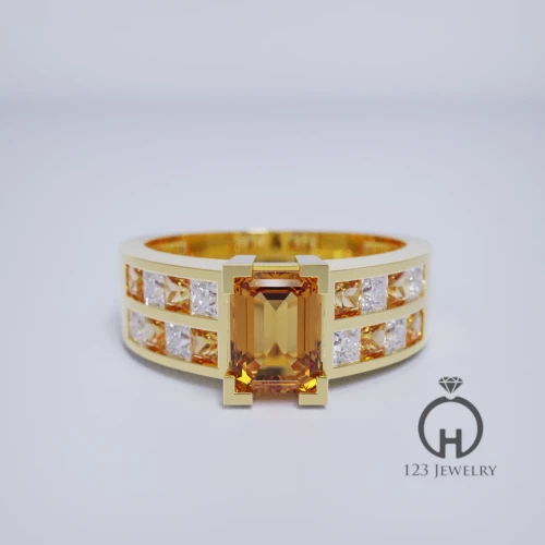 Nhẫn nam Emerald phong cách hiện đại bản nhỏ MR0046