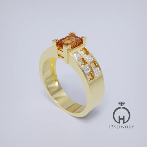 Nhẫn nam Emerald phong cách hiện đại bản nhỏ MR0046
