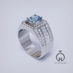 Nhẫn nam vàng trắng kim cương gắn Topaz MR0058