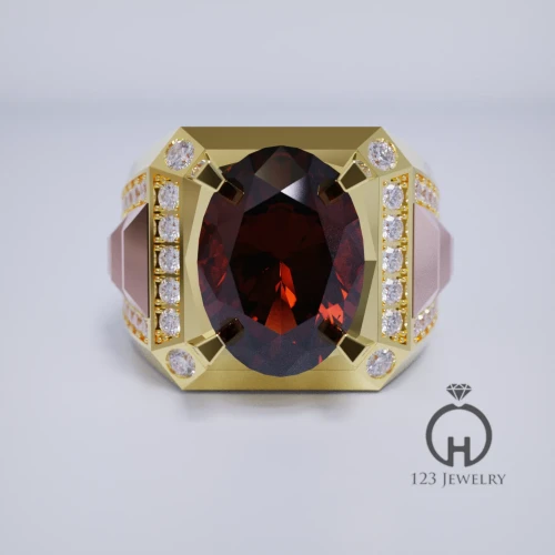 Nhẫn nam ghép 2 màu đá chủ Ruby MR0059