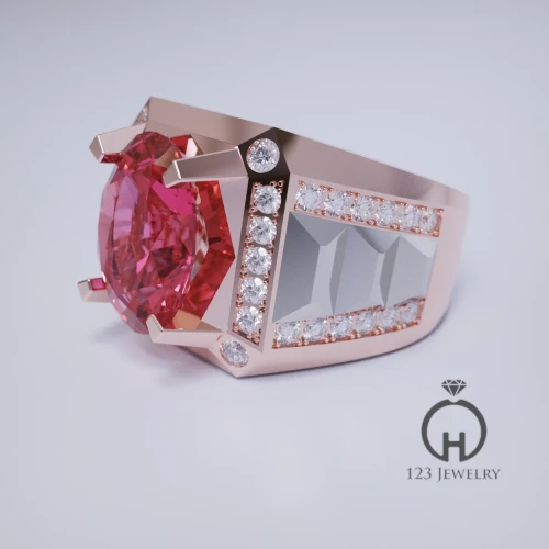 Nhẫn nam ghép 2 màu đá chủ Ruby MR0059