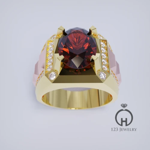 Nhẫn nam ghép 2 màu đá chủ Ruby MR0059